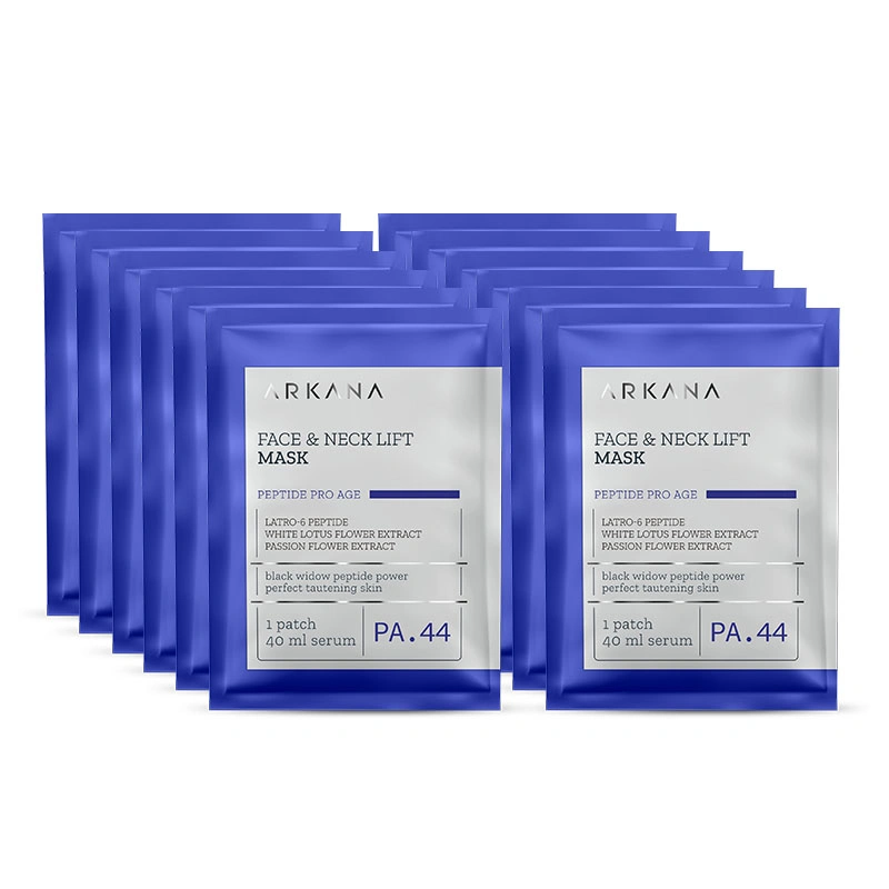 Zestaw liftujących masek w płacie na twarz i szyję - 12 sztuk